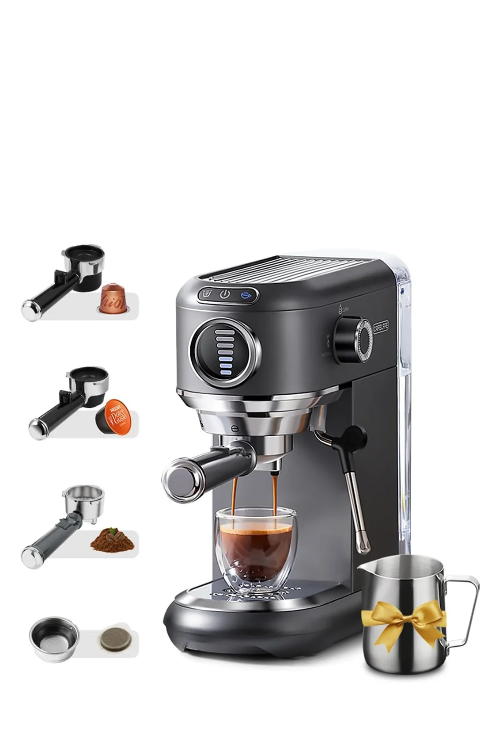 Cafelffe MK-601F 4-in-1 Capsule Coffee Machine with Milk Frother & Pitcher, HotCold Brew Espresso Coffee Maker