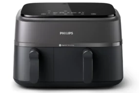 Philips Dual Basket AirFryer 3000 Series - 2750W, 9L Capacity, 2 Basket Drawers, 8 Presets Touchscreen, Black - NA350