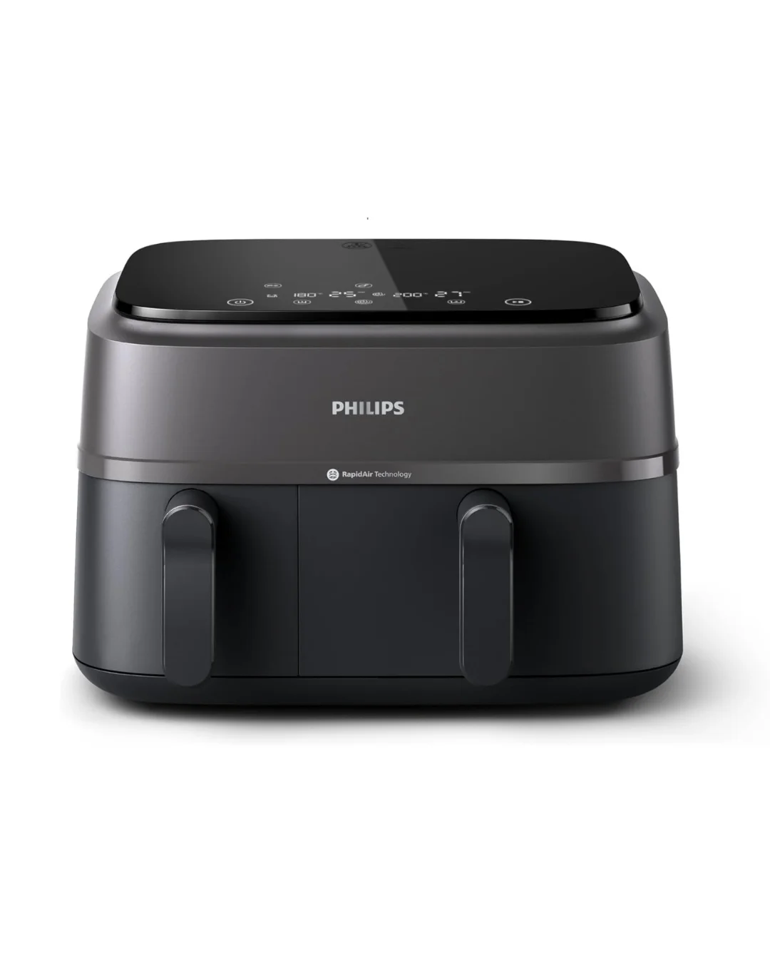 Philips Dual Basket AirFryer 3000 Series - 2750W, 9L Capacity, 2 Basket Drawers, 8 Presets Touchscreen, Black - NA350