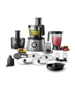 Philips 7000 Series Food Processor - PowerChop technology, 1300W, 3.4L Bowl, 1.5L Jar, Blender, Centrifugal Juicer + Citrus Press, Metal Kneading Hook - HR7778-01